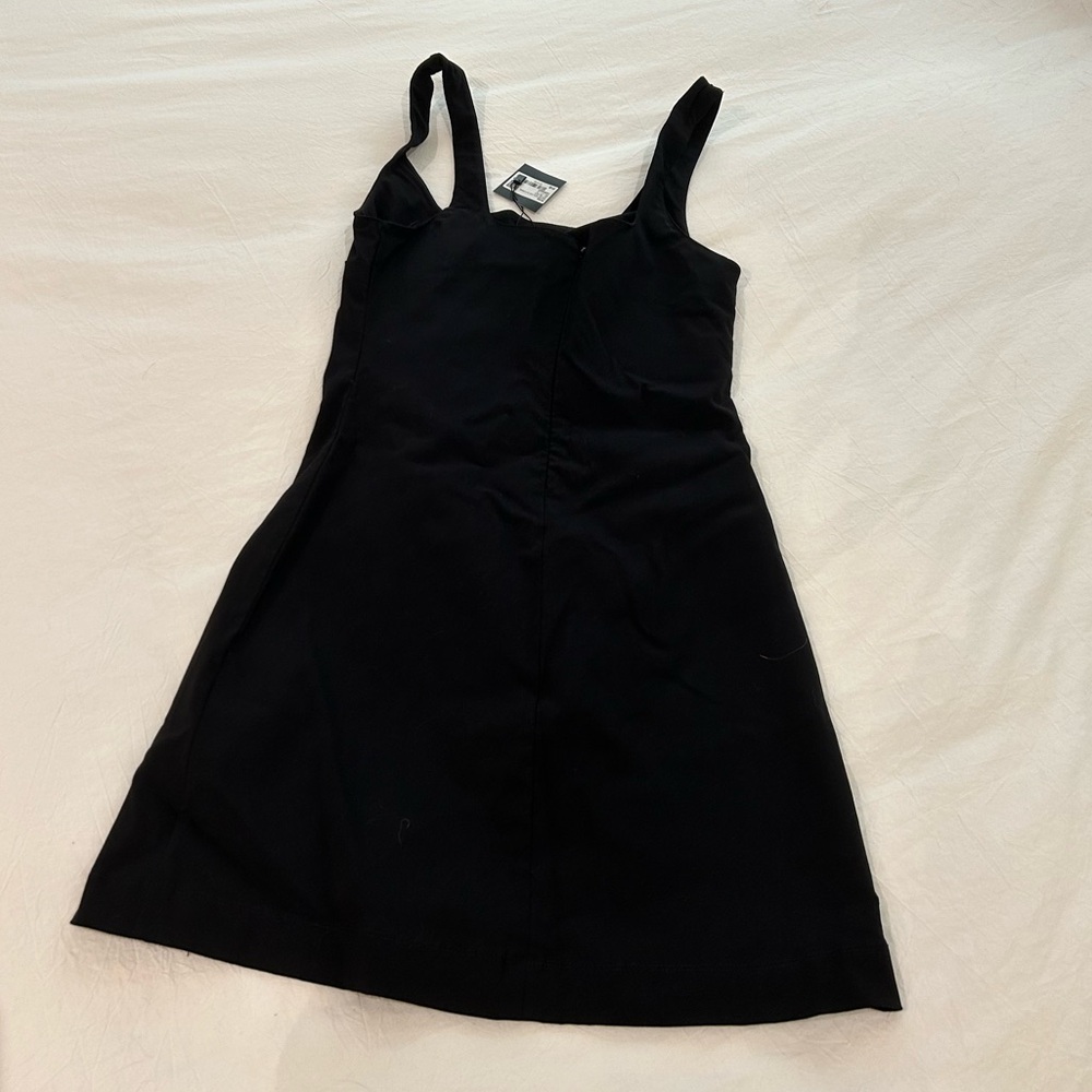 NWT Black Square Neck Slit Dress